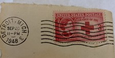 US 3 Cent Clara Barton Red Cross US Postage Stamp Used 1948 Scott 967 On Paper