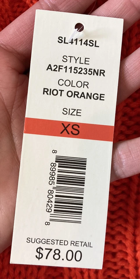 one A NUEVO CON ETIQUETAS $78 Mujer Jersey Punto Suéter Talla XS Naranja Riot R4 Foto 4 de 4