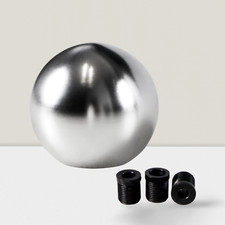 Universal Round Ball Gear Shift Knob Chrome Aluminum With 3 Adapters Silver