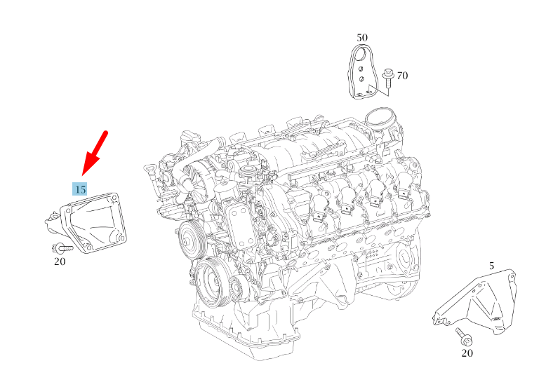 MERCEDES-BENZ ML W164 Engine Carrier Right Side A2722234204