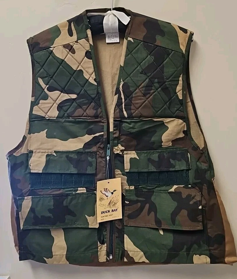 NWT Duck Bay Hunting Vest Men's L Camo Duck POUCH  Vintage Size Large - Image 2 of 4