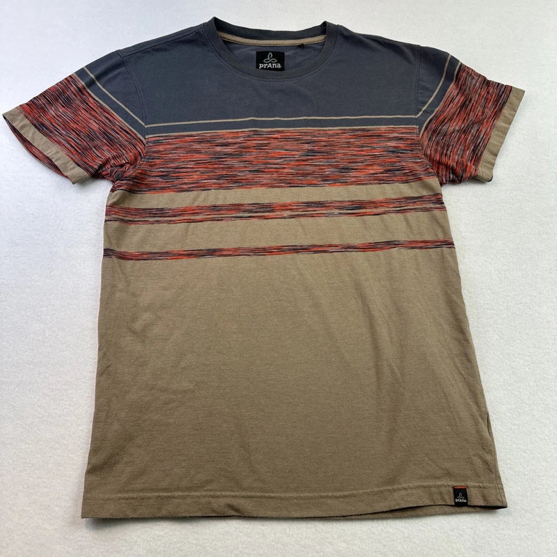prana vintage multicolor striped heather read shirt