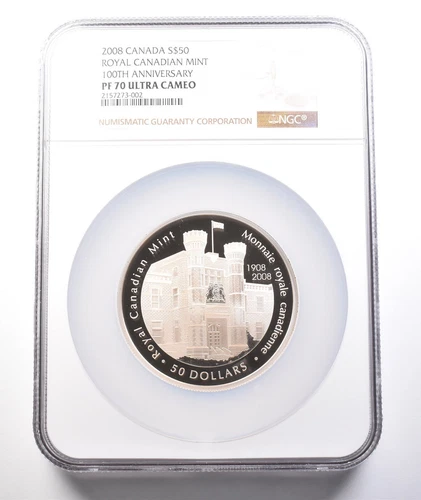 2008 Canada $50 Silver Royal Canadian Mint 100th Anniv PF70 UCAM NGC *3780