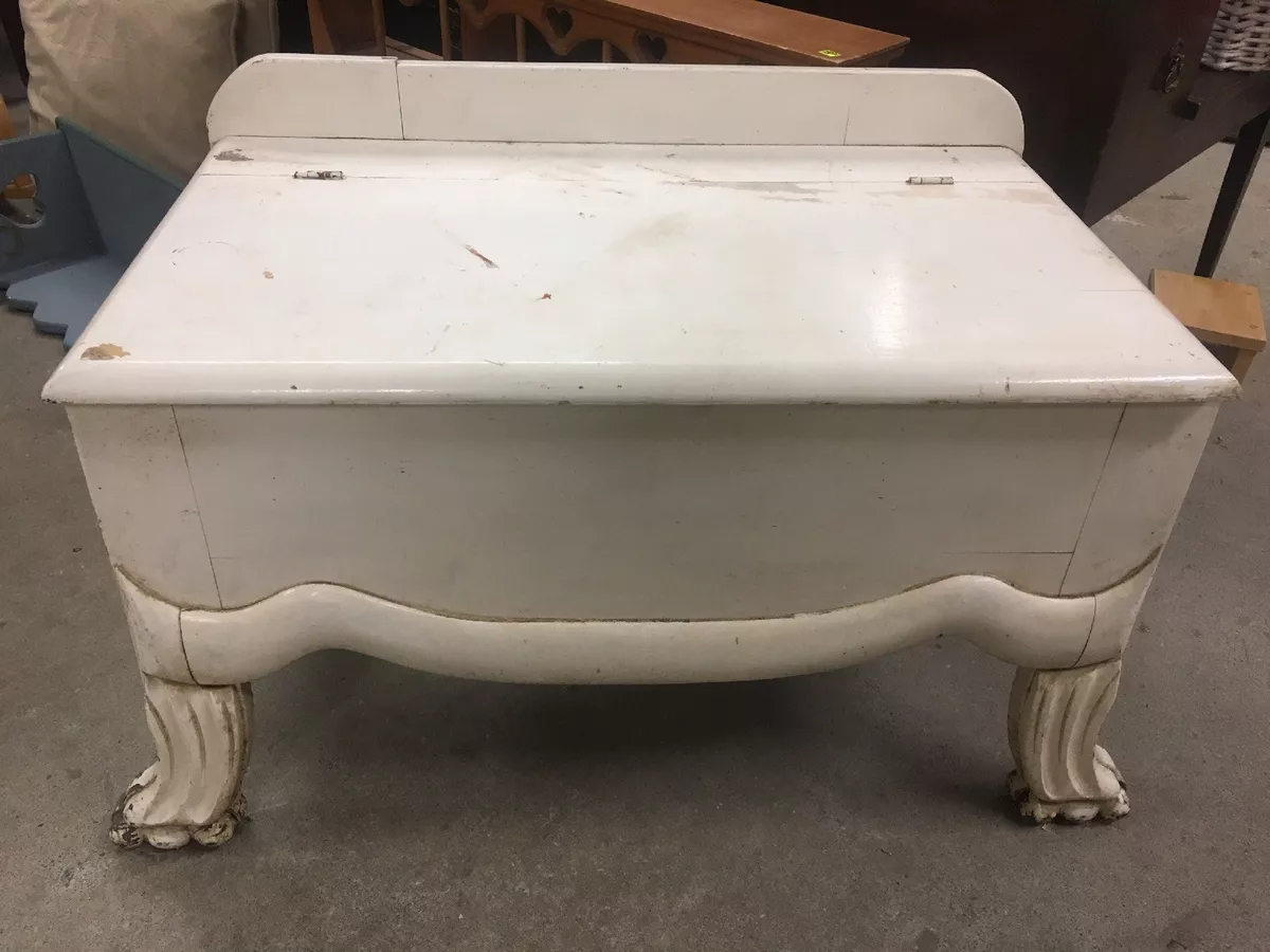 Antique Wood Dowry Blanket Chest With Character Look At Legs
