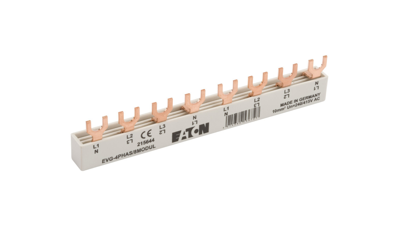 Busbar 4P 63A 10mm2 fork 3P + N (8 mod.) EVG-4PHAS / 8MODUL 215644 /T2UK