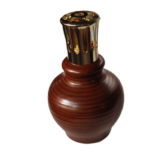 Lampe Berger En Céramique Marron - Diamètre 14 Cm, Occasion, Fonctionnelle Et Complète !