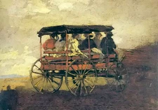 Ｏｉｌ　ｐａｉｎｔｉｎｇ winslow homer - white mountain wagon carriage in landscape canvas