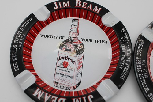 Coppia di 2 - Jim Beam liquore effetto invecchiato vassoio cenere stile pubblicitario - Foto 5 di 6