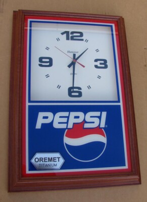 PEPSI HANOVER WOOD FRAME WALL CLOCK OREMET TITANIUM | eBay