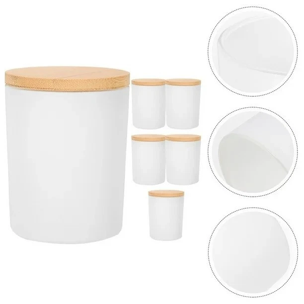 7 OZ Frosted Empty Candle Jars with Bamboo Lids and Sticky Labels for Making Can - Image 3 of 4