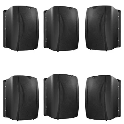 6 Pack - TDX 5.25" Outdoor Weather Resistant IP55 Waterproof Black Wall Speakers