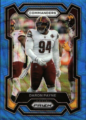 2023 Panini Prizm Daron Payne Blue Wave /199 Washington Commanders #295