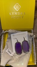 Kendra Scott Danielle Earrings Silver tone iridesent slate cat's eye glass