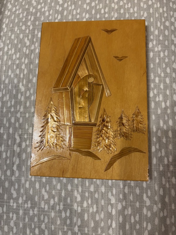 WOODEN FOLK ART- Kapliczka Wyrób Reczny, Virgin Mary, Plaque Hand Made in Poland