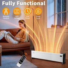 40'' Electric Baseboard Heater, 1500W, Portable w/ Remote Control 12H Timer