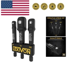 Impact Grade Socket Adapter Set, 3" Extension Bit With Holder | 3-Piece 1/4",...