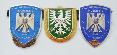 3x Emaille Kühlerplakette Polizei Sportverein PSV Frankfurt Motorsport KAC