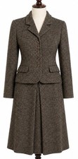 Vintage Saville Tweed Skirt Suit Size 8 Brown Fleck Career Wool Blend Look
