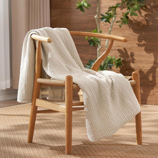 David's Home 100 Cotton Muslin Throw Blanket for College Dorm, 4-Layer Soft Thr