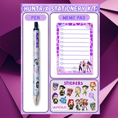 Huntrix Stationery Kit   Cute Pen, Memo Pad & Sticker Set | School Supplies