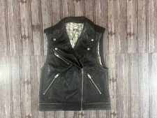 Zadig & Voltaire Lexy Deluxe Leather moto Biker Vest Sz M color black  NWT $ 648