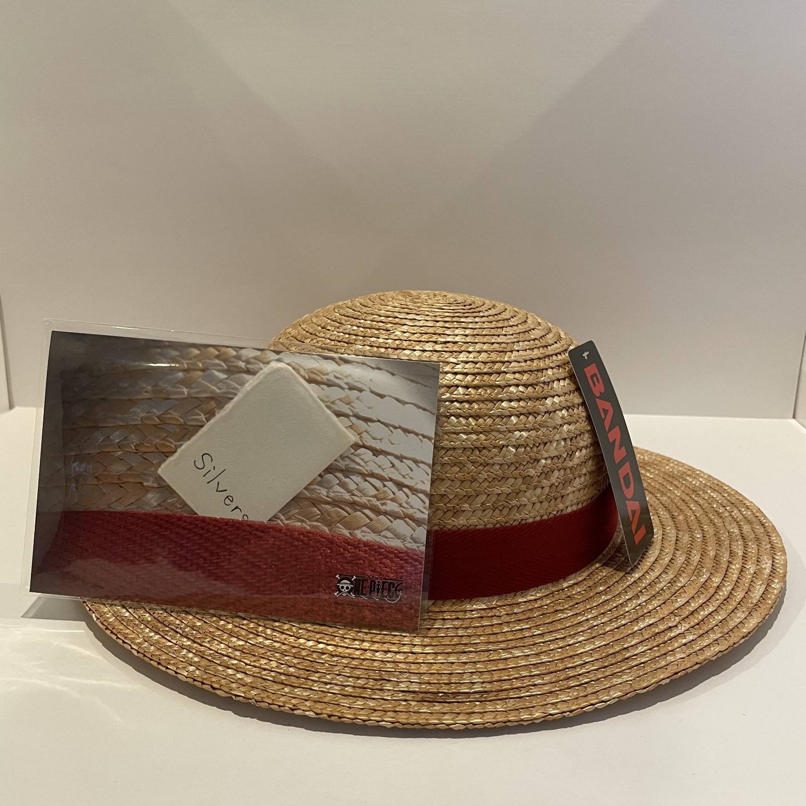 BANDAI ONE PIECE MONKEY D LUFFY SOMBRERO DE PAJA CON TARJETA VIVA Hecho por Tanaka Sombrero Nuevo de Lote Antiguo