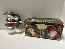 Old World Christmas Blown Glass Best Friends 24008 pair of snowman pals