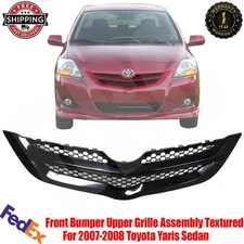 New Front Bumper Upper Grille Assembly Textured For 2007-2008 Toyota Yaris Sedan