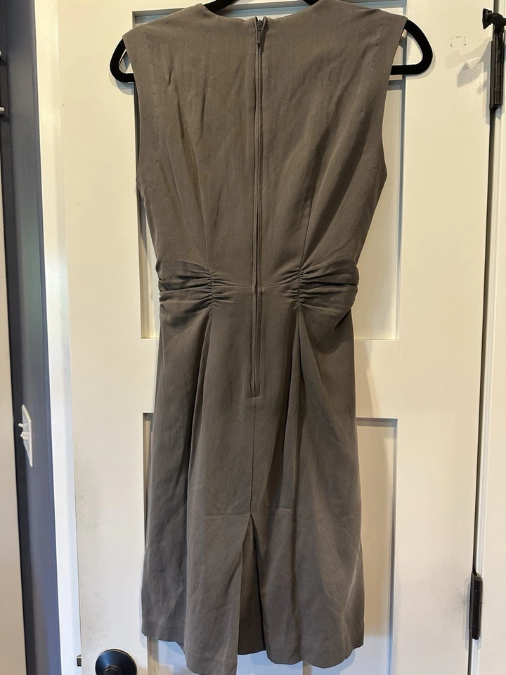 Vestido Vaina Anthropologie HD In Paris Seda Mujer 2 Gris Nudo Corbata Carrera Hilda Foto 3 de 4