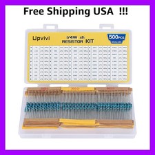Resistor Assortment Kit - 500pcs, 50 Values, 1/4W, 1 to 10M, 1 Metal Film Re...