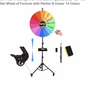 VJJB 24" Prize Wheel Spinner with Stand, Marker & Eraser, 14 Colors