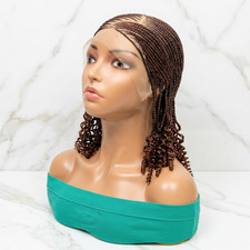 Zig-Zag Parting Braided Wig. Cornrow Braids with Curly Ends Full Lace, Baby Hair