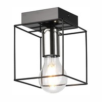 Deckenlampe Deckenleuchte Metall Schwarz Chrom B: 13 Cm Quadratisch E27 Modern