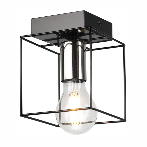 Deckenlampe Deckenleuchte Metall Schwarz Chrom B: 13 Cm Quadratisch E27 Modern-image