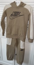 NIKE Hooded Tan and White 2 Pc. Tracksuit  Boys Size 6 5-6 YRS -WORN ONCE