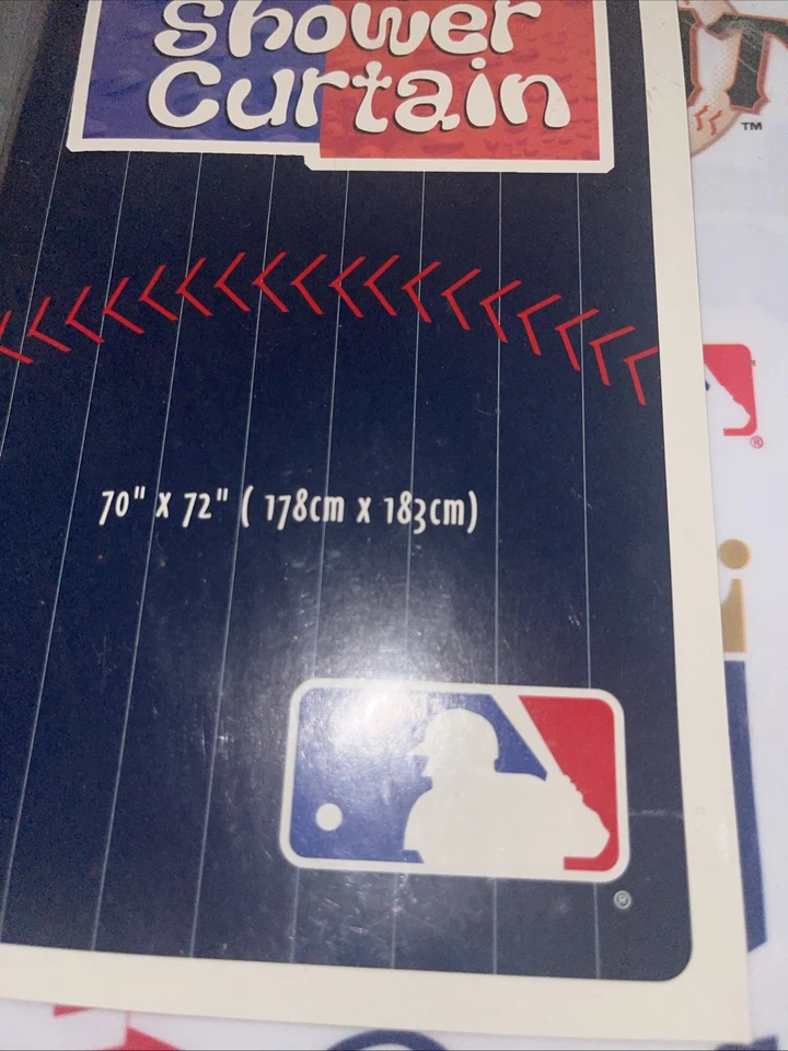 MLB Vinyl Shower Curtain Baseball NWT Licensed 1995 Vintage New - Image 4 of 4