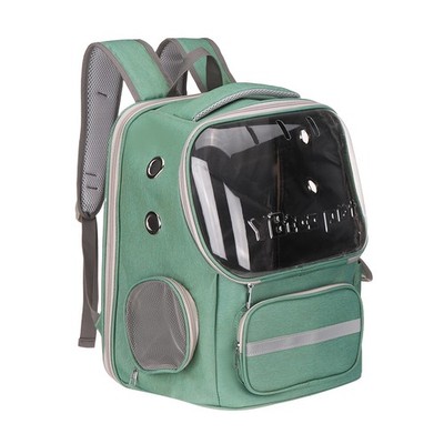 Pet Portable Travel Backpack for Small Dog with Transparent Cover Green