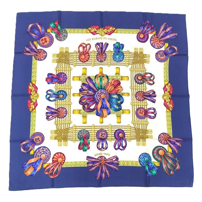 Hermes 90cm Silk Scarf in Elegant Blue