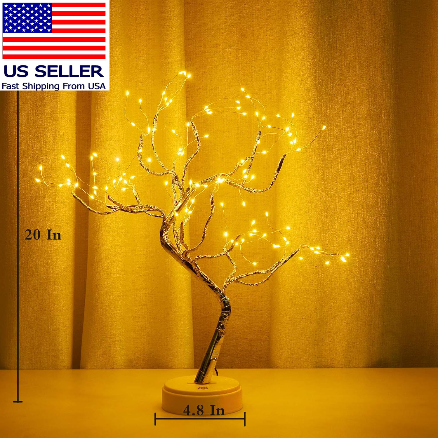 20" Bonsai Fairy Spirit Tree Light with 108 LED, DIY Artificial Tree Lamp, Batte