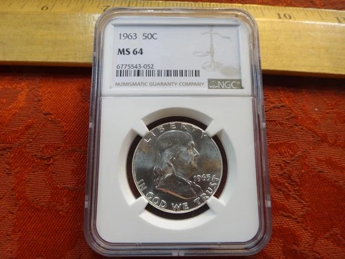 1963 United States Franklin Silver Half Dollar 50c NGC Grade MS64 - No Reserve