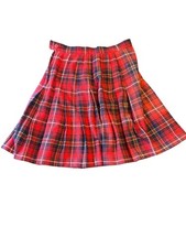 Vintage Norton McNaughton Petite Red Plaid Pleated Wool Skirt 6P Made In USA
