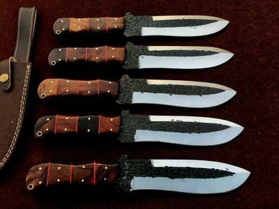 Custom handmade HIGH CARBON steel hunting FORGE knives lot of5