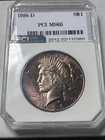 1926 D Peace Silver Dollar PCI MS-65 Holder Rainbow Color Toning& Die Cracks
