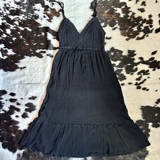 Black Sleeveless Spaghetti Strap Midi Dress with Crochet Bust Size Medium