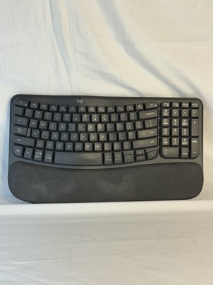 Logitech Wave Keys Wireless Ergonomic Keyboard Bluetooth Logi Graphite w/ Dongle