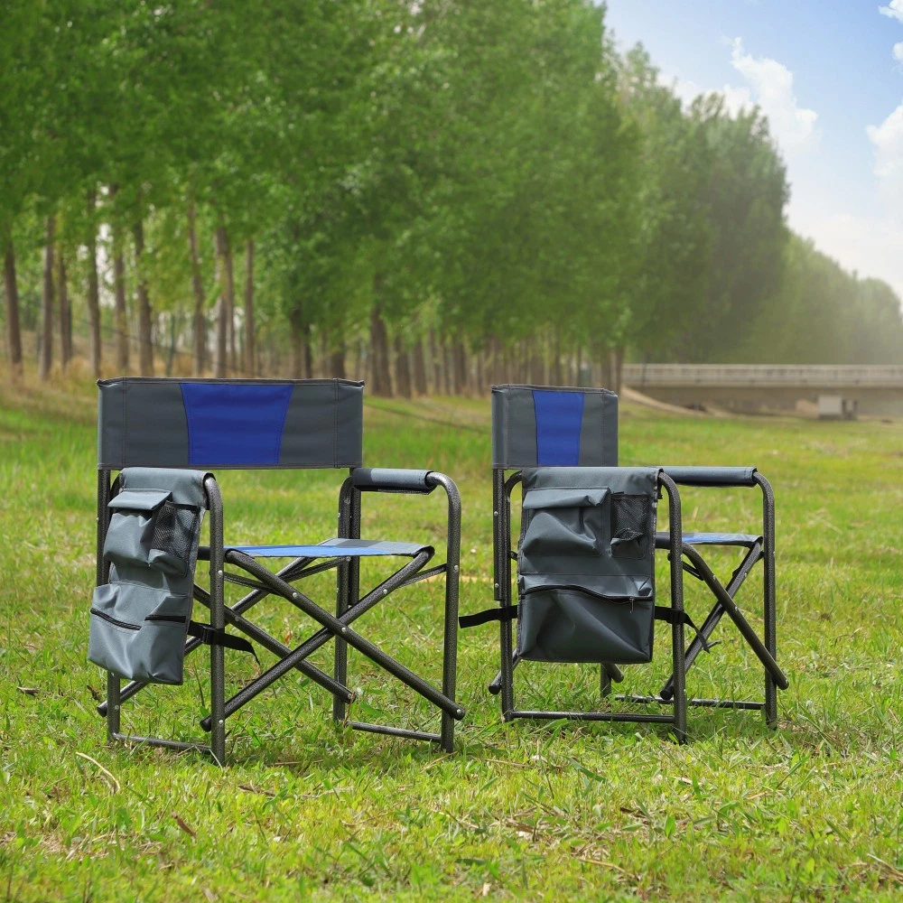 2-Piece Padded Folding Outdoor Chairs with Storage Pockets, Lightweight HCHI484609319680747522
