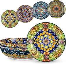 vancasso Pasta Bowls 42oz Ceramic Salad Bowls of 4 Large Corlorful Serving Bowls