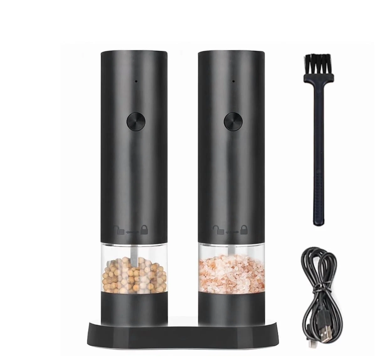 Rechargeable Electric Salt and Pepper Grinder Set, Automatic Pepper Mill with...