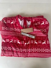 SKIMS CHRISTMAS RED FAIR ISLE POINTELLE HENLEY BODYSUIT JUMPSUIT RRP £146
