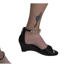 Black Satin Heel Women's 7.5 with rhinestone